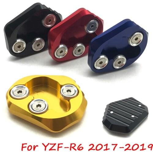 Motorcycle CNC Kickstand Foot Side Stand Extension Enlarge Pad Support Plate For Yamaha YZF-R6 YZF R6 YZFR6 2017-2020