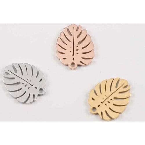 20pcs/Lot Stainless Steel Mirror Polished Tree Leaf Charms For DIY Jewelry Making Necklace Earring Accessories