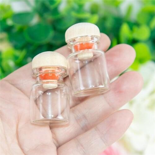 6ml Transparent Glass Vials With Wood Cap Stopper Gift Bottles Jars Vials Decoration Craft Wedding Gift Diy 100pcs