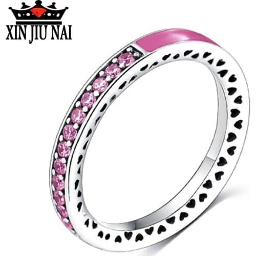 925 sterling silver Classic Hot Sale Tricolor Shiny Crystal Ring for Women,Romantic brand with rings with love shapes