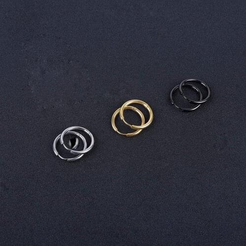 1pair Punk Rock Titanium Stainless Steel Circle Hoop Earrings for Women Men Ear Ring Clip Piercing Brincos Bijoux Body Jewelry