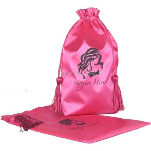 Custom logo brand human Virgin Hair extension bundle satin packaging Bag,women premium hair packing Bag,Hair Storage silk Bags