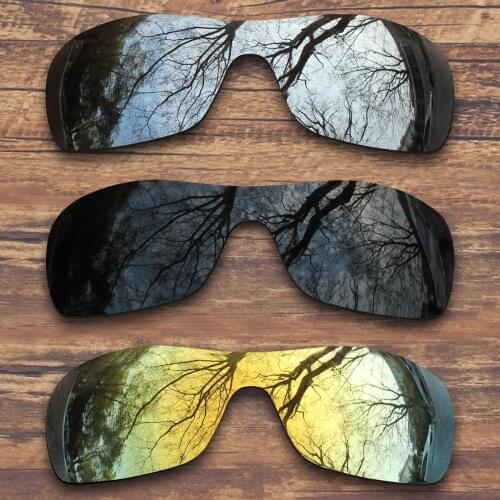 ToughAsNails 3 Pieces Black.Silver.Gold Polarized Replacement Lenses for Oakley Antix Sunglasses