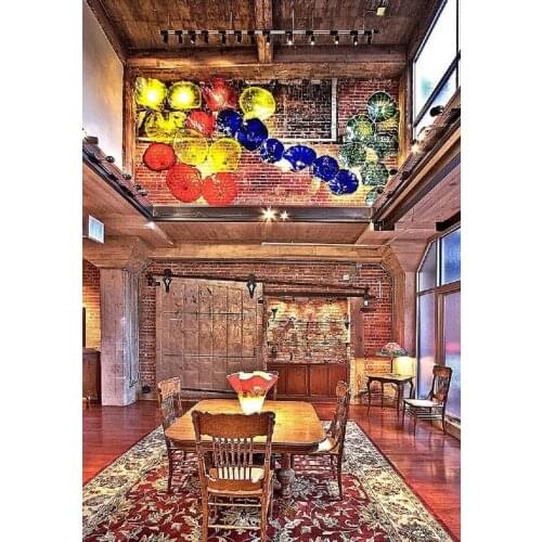 Turkish Murano Flower Shaped Glass Plates Handmade Wedding Decorative Glass Plate for Walls