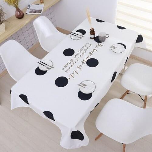 Waterproof Rectangle Dining Table Cloth Black Blue Geometric Table Cover for Wedding Party Kitchen Tablecloth Polyester Fiber