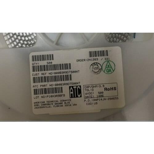 800B3R9DT500XT Chip high frequency capacitor ATC 3225 1210 3.9PF 500V