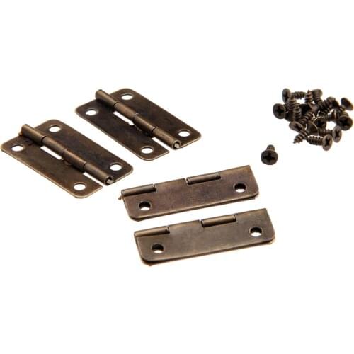 4Pcs 30x17mm Antique Bronze Cabinet Hinges Mini Door Hinges Cabinet Drawer Jewellery Box Decorate Hinge for Furniture Fittings