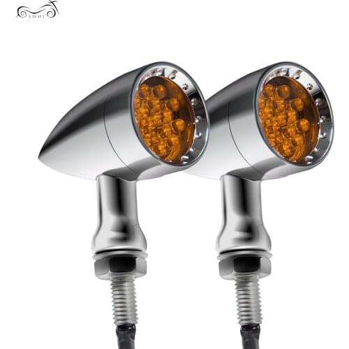 2X Motor LED Bullet Brake Stop Running Amber Turn Signal Tail Light For Harley Dyna Electra Glide FLHR Bobber Cafe 3 Wires Mini