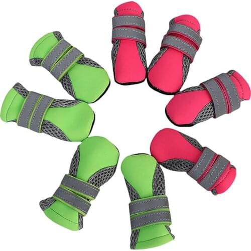 4pcs/set Outdoor Waterproof Nonslip Anti-stain Dog Cat Socks Booties Shoes Wth Rubber Sole Pet Paw Protector