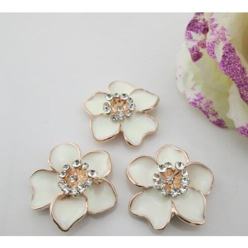 BT228 25mm)5pcs Flower Flatback Rhinestone Buttons Wedding Invitation Card Dexoration