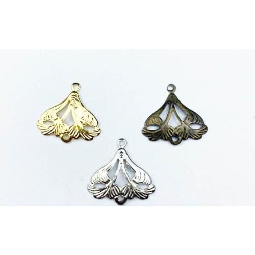 50pcs 17mm Metal Flower Filigree Wraps Crafts Gift Decoration DIY Cosplay Bridal hair accessories Wholesale Charms