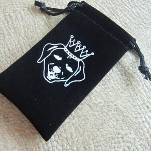 500pcs high quality 7x9cm drawstring velvet jewelry bag pouch with custom logo printing for jewelry gift storage and packaging