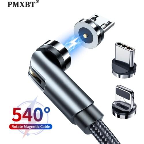 540 Multi-angle Rotate Magnetic Charging Cord Micro USB Type C Cable For iPhone 12 Xiaomi Mobile Phone Charger Wire USB C Cable