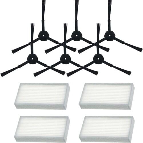 6pcs side brush+4pcs filter Hepa for Ariete Briciola 2711 2712 2713 2717 ROBOT HOFER Cleaner parts accessories