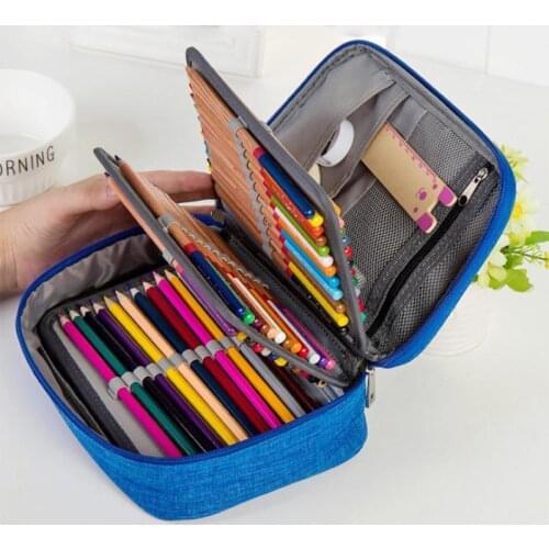 72 Slots Detachable Oxford Canvas School Pencils Case Large Capacity Watercolor Colored Pencil Pen Storage Sketch Drawing Tools