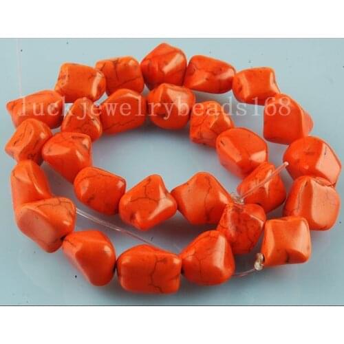 Free Shipping Fashion Jewelry Orange Howlite Nugget Loose Beads 15.5" FG5845