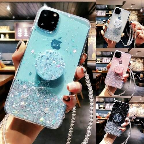 Bling Glitter Case For iPhone 11 Pro Max 11 Pro 11 XS XR X XS Max 8 7 6s 6 Plus Slim Case Cover With Holder Stand Case