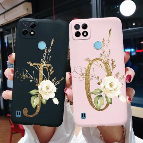 For Realme C21Y Case Cute Letters Pattern Soft TPU Phone Cover For OPPO Realme C21Y C21 Y RMX3261 RealmeC21Y C 21Y Coque Bumper