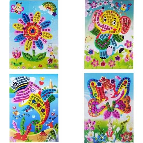 HOT SALE 12 Colors 3D Children Puzzle DIY Crystal Mosaic Sticker Kids Children Kindergarten Educational Arts and Crafts Toys