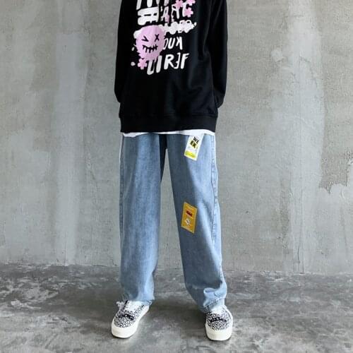 2020 New Arrival Western Young Concise Style Printing Mens Straight Jeans Casual Fashion Full Length Denim Pants Streetwear