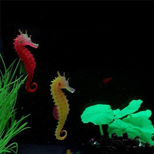 Environmental and friendly Luminous Sea Horse Hippocampus Aquarium silicone Fish Tank Decoration Wholesale