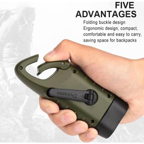 Outdoor Survival Flashlight Hand Crank Solar Powered Flashlight Portable Camping Hiking Emergency Rechargeable Led Flashlight