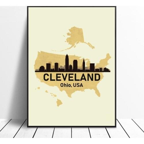 Cleveland USA Canvas Painting Wall Art Pictures Prints Home Decor Wall Poster Decoration for living Room