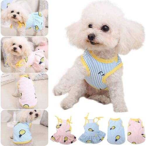 Fresh Summer Dog Dress Pet Skirts Cute Pineapple Comfortable Soft Puppuy Dogs Cats Braces Skirt Princess Dress Pet Clothes