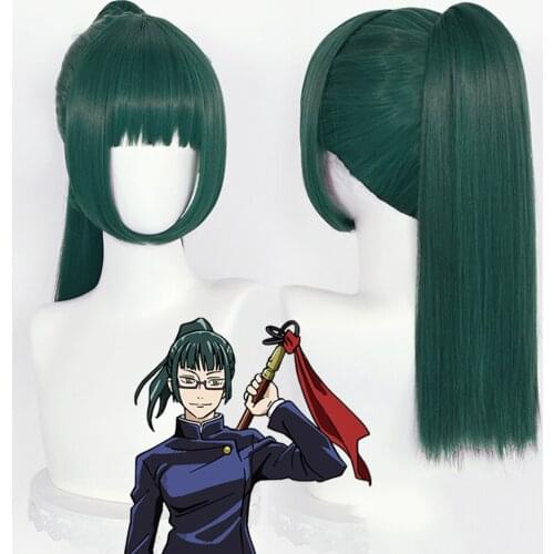Maki Zenin Cosplay Jujutsu Kaisen Cosplay Christmas Dark Green Wig Cosplay for Halloween Fancy Stage Performance Props