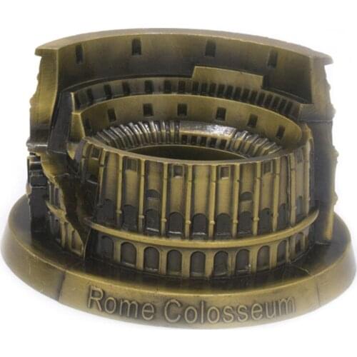 Metal Roman Colosseum Figurine Italian Colosseum Statue Model World Famous Landmark Building Home Office Decor