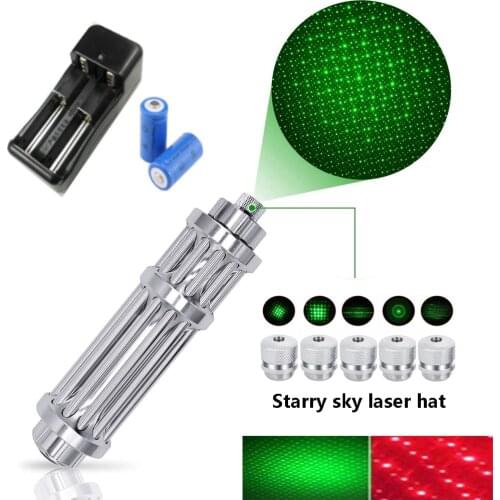 Powerful red and green laser pointer 5mw laser flashlight adjustable focus hunting laser sight 8000m burning match/candle/cigar