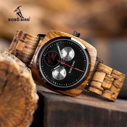 Relogio Masculino BOBO BIRD Wooden Watch Men Handmade Quartz Wristwatch show Date Week Gift for Him Valentines Day