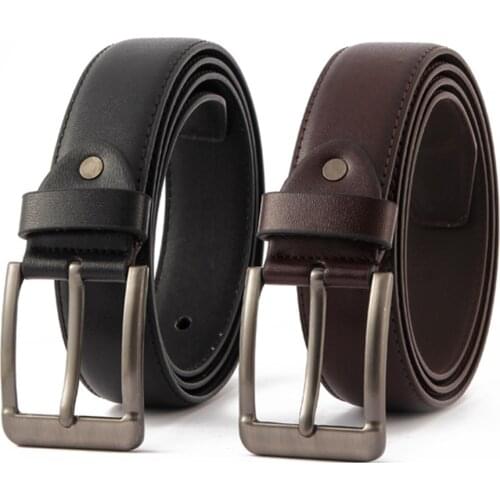 Mens Metal Pin Buckle Belt Leather Waistband Jeans Trouser Waist