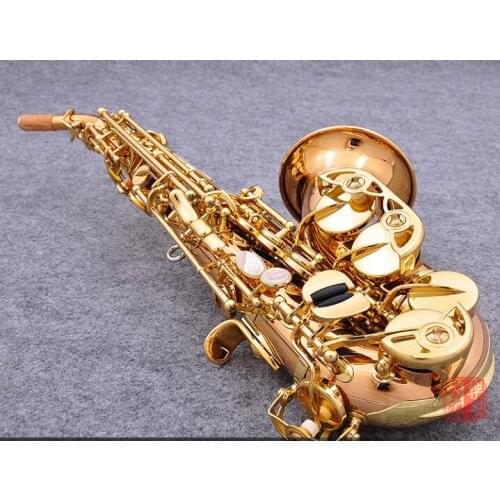 Naiputesi Top Quality 9937 Curved Soprano Saxophone Lacquer gold Curved Soprano Sax instrument with case mouthpiece Gift