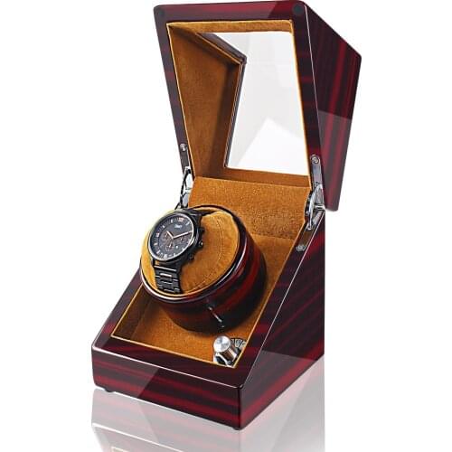Watch Winders For Automatic Watches Mechanical Watch Luxury Wooden Single Watch Winder Box Motor Rotator Shaker Sandalwood Paint