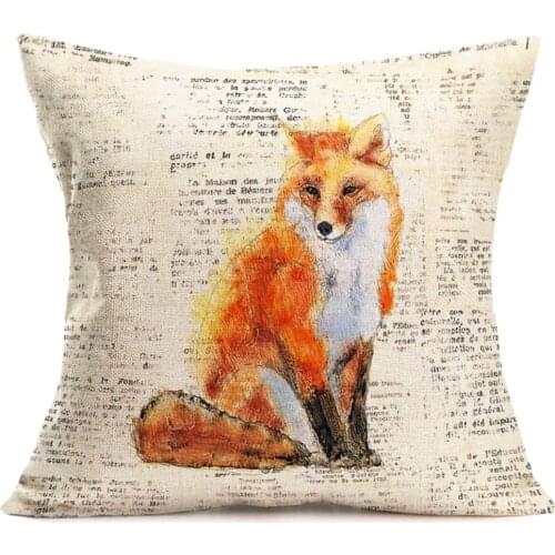 Doitely Retro Words with Inspirational Quote Throw Pillow Covers Art Cute Animal Series Pattern Cotton Linen Cushion Cover Home