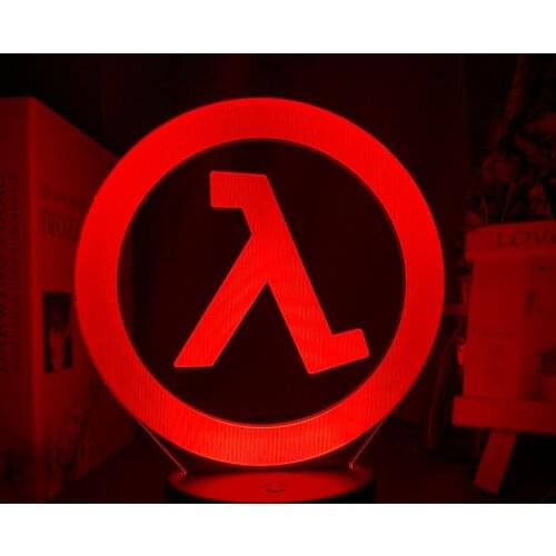 Half Life Logo Night Lamp for Game Room Decoration Cool Event Prize of Game Store Color Changing Led Night Light Gift for Him