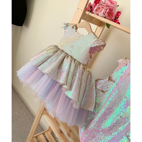 New Sequins Baby Girls Dresses for Special Occasion Gown Child Kids Clothes Party Gowns Birthday Dress