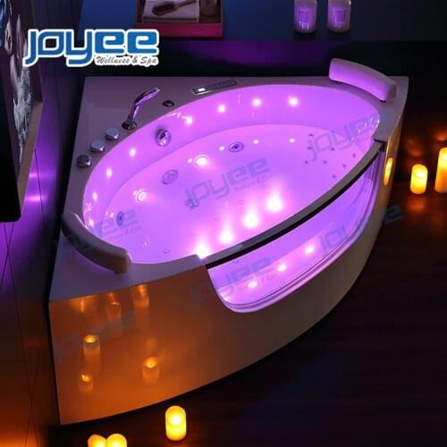 OYEE European Popular Cheap Price Corner Acrylic 2 Person Hydro Massage Bathtub Glass Whirlpool Jacuzzi Spa