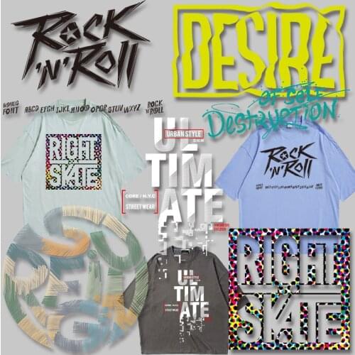 Personalized letter pattern On Clothes Applique Decor Stickers Printed Decoration Heat Transfer PVC Patch DIY Appliques