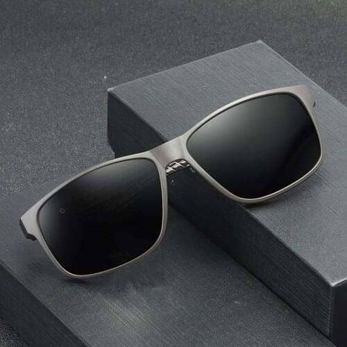 Polarized TR90 Sunglasses Mens Square Thin Sunshade Mirror Fashion Trend Plain Sunglasses