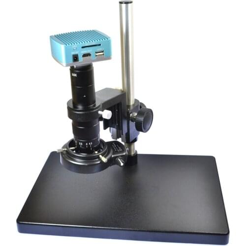 1080P HDMI Full HD USB Industrial Microscope Camera Video Recorder Table Stand 180X C-MOUNT Lens 144 LED Light for PCB Soldering