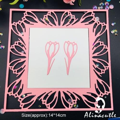 Die Cut Metal Cutting Tulip Edge Square Alinacraft DIY Scrapbooking Album Papercraft Handmade Card Stencil Art Cutter Punch Die