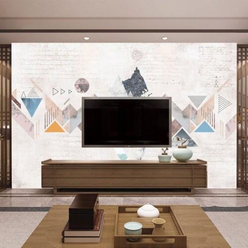 Nordic Tv Background Wall Paper Simple Modern Wallpaper Wall Cloth Personality Triangle Geometric Wall Cloth Mural