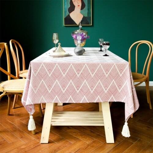 Norbi Tablecloth Moire Plaid Table Decorative Anti-Hot Oil Table Cover Carpet Tassels Wedding Hotel Dining Table Desk Coat