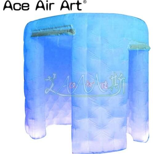 Stand octagon shaped tent inflatable photo booth enclosure/backdrop,led photo station with curtains and roof for sale