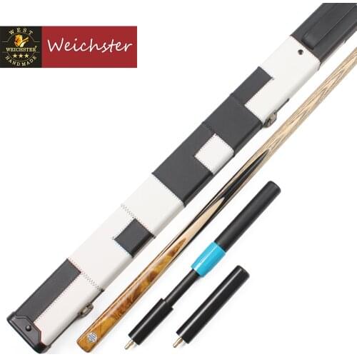 Weichster Golden Burr Ebony One 1 Piece Handmade Snooker English Pool Cue and Case Extension