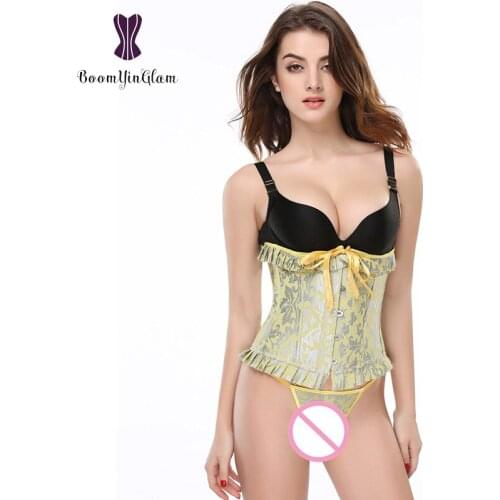 Wholesale 14 steel boned waist trainer tight lacing waist cincher shaper underbust corset with g string 2838
