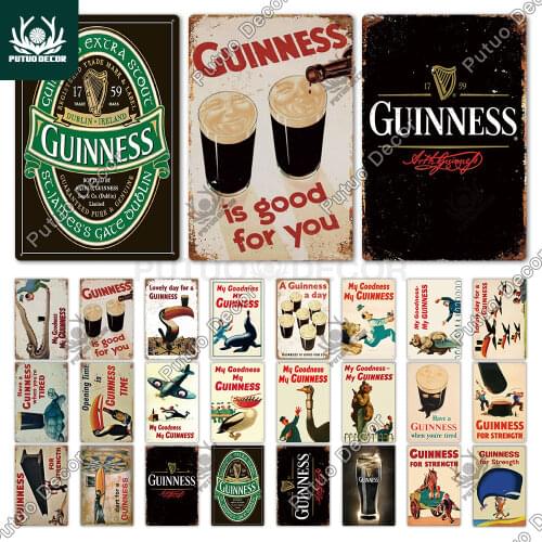 Putuo Decor Guinness Vintage Metal Signs Tin Sign Plaque Metal Wall Decor for Bar Pub Club Man Cave Decorative Plate Metal Plate