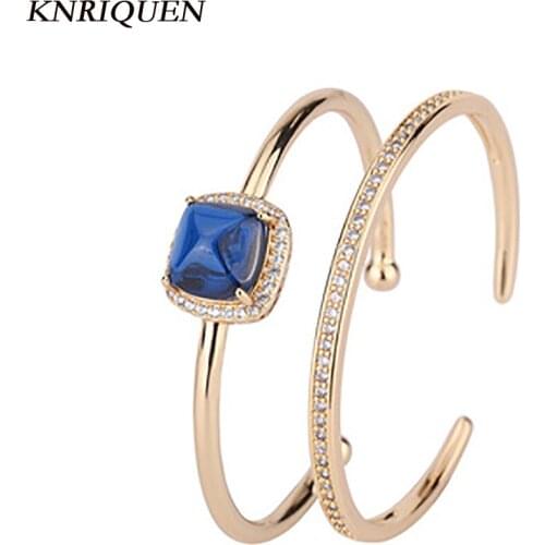 2021 Trend Silver 925 Wedding Bangles for Women Luxury 12*12mm Ruby Sapphire High Carbon Diamond Bracelets Fine Jewelry Female